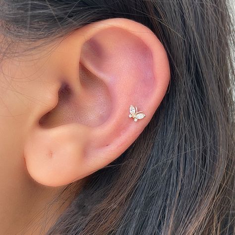 Cute Cartilage Earrings, Marquise Diamond Earrings, Gold Butterfly Earrings, Tragus Jewelry, Butterfly Earrings Gold, Cartilage Earrings Stud, Quirky Earrings, Conch Earring, Butterfly Earrings Stud