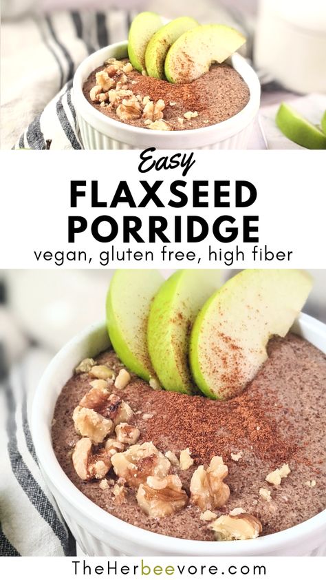 Ground Flax Recipes, Flaxseed Porridge, Oatmeal Alternative, Flax Oatmeal, Healthy Filling Breakfast, Filling Breakfast Recipes, Fiber Recipes, Vegan Gluten Free Breakfast, Flax Meal