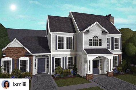 Bloxburg Architecture, Cottage Core Bloxburg House, Modern Suburban House, Two Story House Design, House Decorating Ideas Apartments, Small House Layout, Two Story House, Diy House Plans, Suburban House