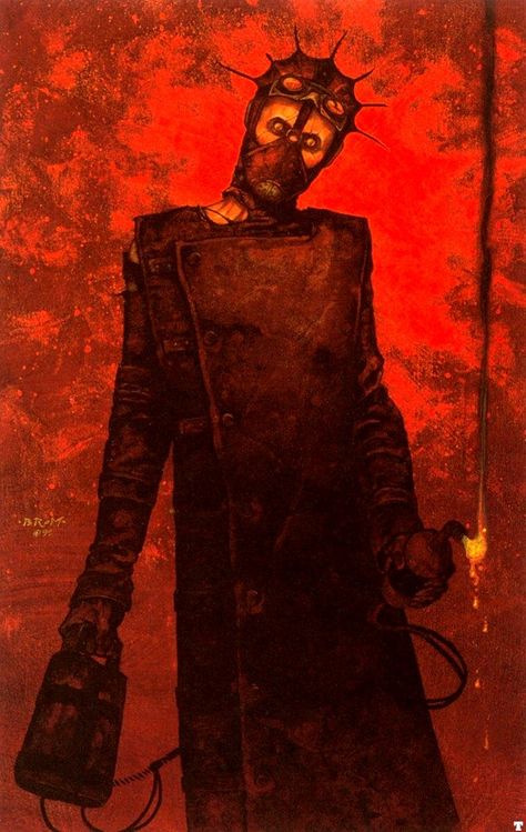 Dark Reference, Gerald Brom, Horror Vintage, Weird Fiction, Rpg Characters, Macabre Art, Creepy Art, Fantasy Artist, Gas Mask