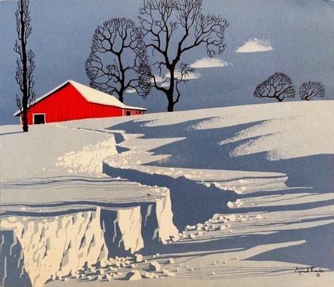 Eyvind Earle, Arte Peculiar, Have Inspiration, Art Et Illustration, Winter Art, Winter Landscape, Illustration Vector, Winter Scenes, Art Abstrait