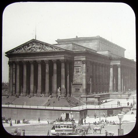 c1890 old glass slide of St Georges Hall Liverpool. St Georges Hall, Liverpool History, Liverpool Home, St Georges, Modern Metropolis, Liverpool City, English History, Iconic Buildings, Liverpool Football Club