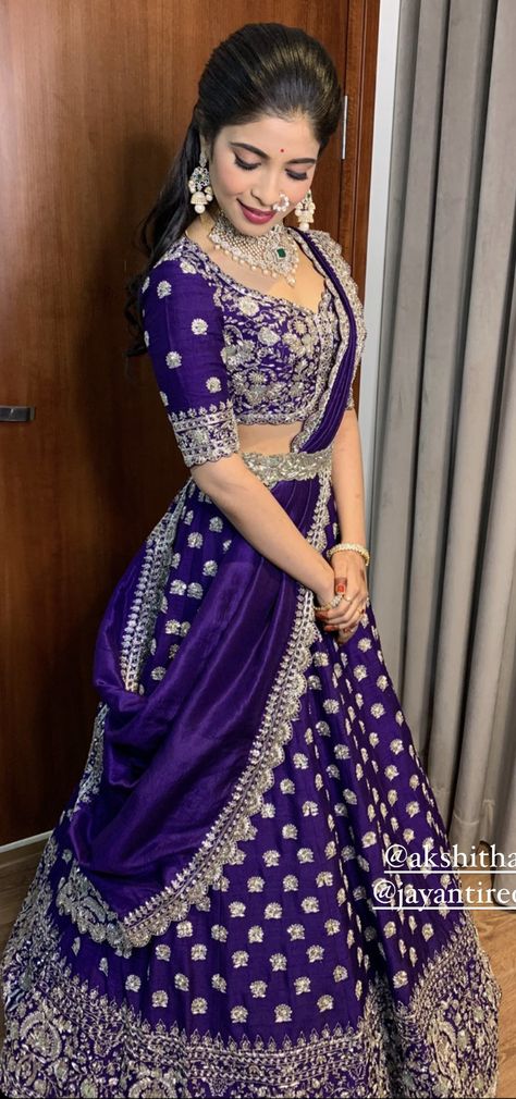 Purple Lehenga Bridal, Lehenga For Girls, Purple Lehenga, Blue Blouse Designs, Lehenga Saree Design, Simple Frocks, Lehenga Gown, Indian Bride Outfits, Lehnga Dress