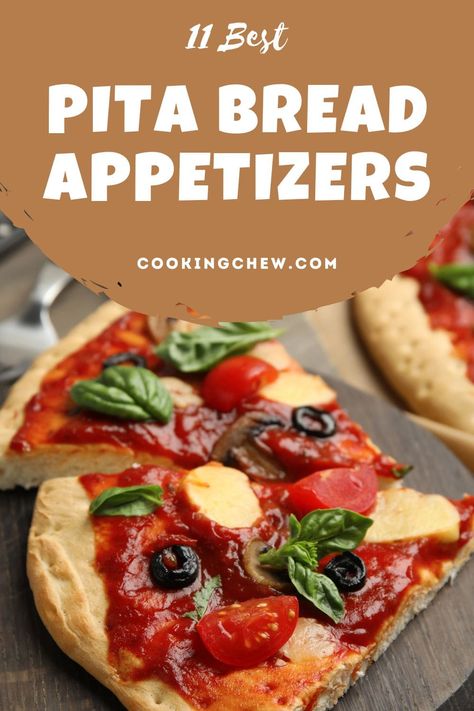 11 Best Pita Bread Appetizers For Your Next Greek Food Night! 🥙 Pita Bread Appetizers, Pita Appetizers, Pita Bread Sandwich, Baked Pita Chips, Greek Pita, Bread Toppings, Greek Appetizers, Pita Pizzas, Tiny Foods