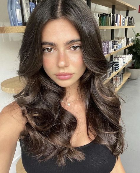 Brown Hair Looks, Brown Hair Inspo, Brown Hair Balayage, Blowout Hair, Hair Inspo Color, Dark Brown Hair, Brunette Hair, Short Haircuts, Balayage Hair