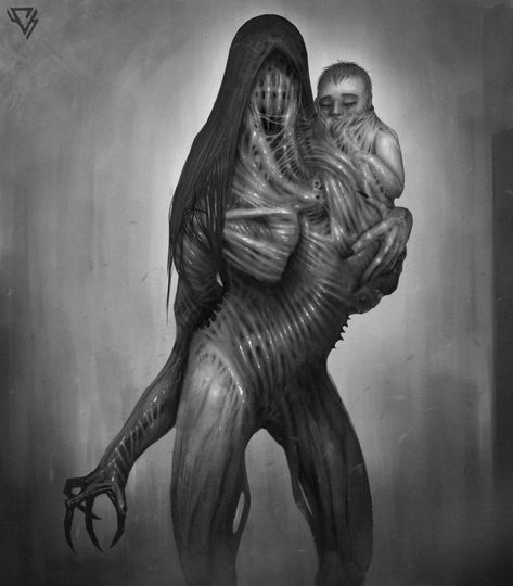 Scorn Concept Art, Scorn Art, Female Creature, Lovecraftian Horror, Mother Monster, Surrogate Mother, Dark Creatures, Creepy Monster, Eldritch Horror