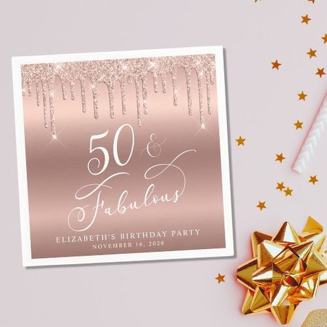 $44.85 | Rose Gold Glitter 50th Birthday Party - 50th birthday party, 50 and fabulous, rose gold, glitter, fiftieth birthday, elegant, chic, white script, luxurious, glam Rose Gold Background, 70th Birthday Party, Rose Gold Backgrounds, Glitter Rose Gold, Birthday Party Design, Fifty Birthday, 70th Birthday Parties, Glitter Roses, 60th Birthday Party