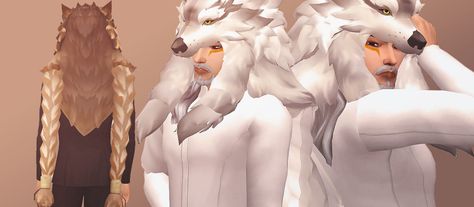 “Okami: An Overwatch conversion of Hanzo’s Lone Wolf and Okami headpiece by Valhallan ” - .zip file with 3 packages: the normal version (as seen in preview), version without the braids in the back,... Sims 4 Barbarian Cc, Zombie Christmas, Wolf Sculpture, Werewolf Costume, Wolf Hat, Lion Hat, Sims 4 Studio, Cc Clothes, Wolf Mask