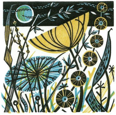 “Agapanthus”, by Angie Lewin Angie Lewin does wonderful and inspiring printed work in linocut, wood engraving and collage. She lives in North Norfolk, and her work is shown in many gall… Angie Lewin, Linocut Art, Wood Engraving, Lino Print, Christmas Books, Linocut Prints, Botanical Illustration, Art Paint, Botanical Art