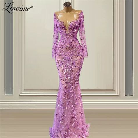 Events Dresses, Mermaid High, Wedding Evening Dress, Gold Party Dress, Manufacturing Factory, Mermaid Evening Gown, Purple Mermaid, Long Sleeve Evening Dresses, Evening Dresses For Weddings