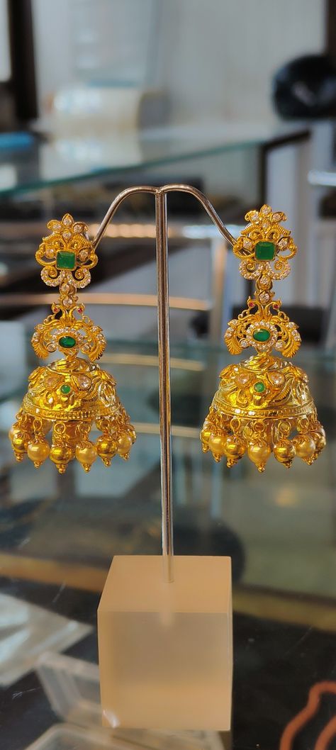 Nakshi Buttalu Earrings Gold, Heavy Buttalu Earrings Gold Bridal, Bridal Jhumkas Gold, Nakshi Buttalu Gold, Buttalu Designs Gold, Gold Jhumki Indian Jewelry, Gold Buttalu Earrings Latest, Buttalu Earrings Gold Bridal, Jumkas Gold