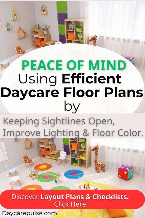 Discover daycare floor plans to improve safety, engagement, and routines, save costs, create calm, fit small spaces, and follow safety standards. Infant Room Set Up Daycare, Home Daycare Setup Living Room, Infant Toddler Classroom Layout, Basement Daycare Ideas, At Home Daycare Setup, Infant Room Daycare Layout, Small Daycare Room Ideas, Daycare Center Layout, Home Daycare Rooms Setup