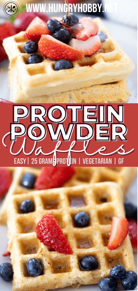 Easy protein powder pancakes with 25 grams of protein made from just six ingredients and perfect for meal prep or a quick, delicious breakfast! Premier Protein Waffle Recipe, Protein Waffle Recipe Without Protein Powder, Protein Shake Waffles, Gluten Dairy Free Protein, Fluffy Protein Waffles, Things To Make With Vanilla Protein Powder, Diy Protein Waffles, Chocolate Protein Waffle Recipe, Protein Waffle Mix Recipe