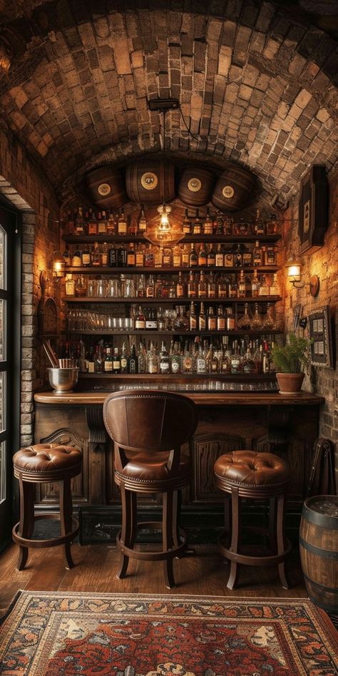 Speakeasy Ideas, Irish Pub Interior, Tiny Basement, Irish Pub Decor, Pub Interior Design, Rustic Basement Bar, Speakeasy Decor, Basement Bars, Basement Bar Ideas