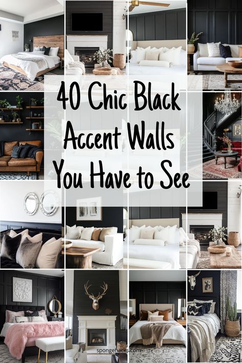 I’ve been toying with this idea of turning my basement into the ultimate movie night spot, and I’m seriously considering a black accent wall. Like, imagine how moody and cozy it would make the space, perfect for those late-night movie marathons. The thought of a sleek, black wall has me kind of obsessed because it […] Walls Next To Fireplace, Walls Around Fireplace, Accent Walls Dining Room, Fireplace Black And White, Accent Walls Hallway, Living Room Designs Black, Black Wall Room, White Bedroom Ideas With Color, Wall Designs Paint