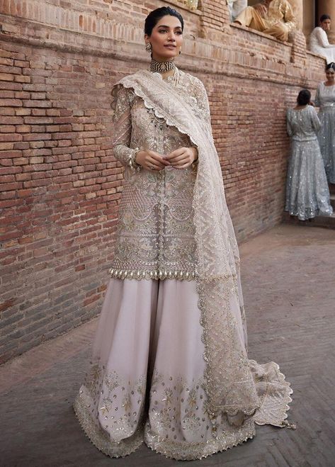 Dastangoi By Afrozeh Embroidered Organza Suits Unstitched 3 Piece AF23DG AWE-23-V1-07 Meharbano - Wedding Collection Organza Suits, Chiffon Collection, Embroidered Sleeves, Embroidered Dupatta, Silk Trousers, Organza Dupatta, Suit Fabric, Pakistani Outfits, Pakistani Wedding