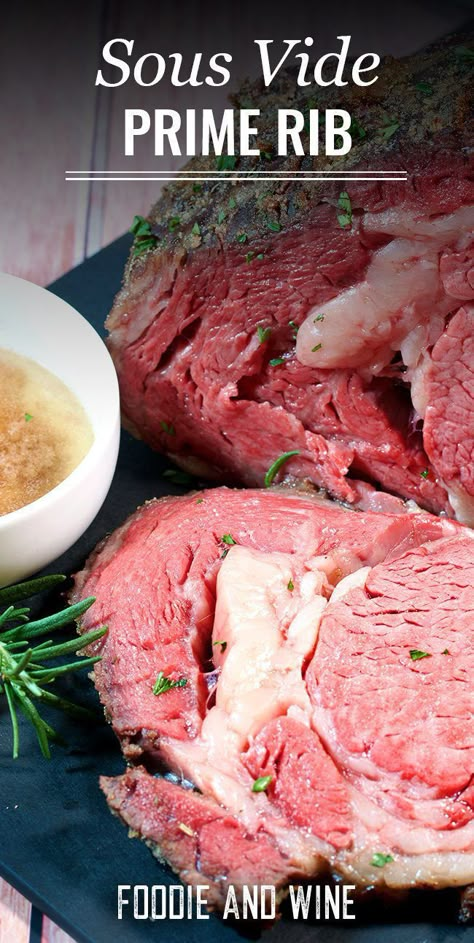 Sous Vide Prime Rib is the perfect Christmas Dinner Recipe! This Sous Vide Prime Rib Recipe is melt-in-your mouth fantastic and a great stress-free way to prepare a prime rib roast. #sousvideprimeribroast #sousvideribroast #primeribsousvide #christmasdinners #primeribroast #beefprimerib #beefribroast #sousvide #sousvidecooking #immersionbathcooking Beef Ribeye Roast Recipe, Boneless Ribeye Roast, Ribeye Roast Recipes, Prime Rib Roast Recipe Ovens, Sous Vide Prime Rib, Easy Au Jus Recipe, Easy Prime Rib, Prime Rib Sauce, Prime Rib Au Jus