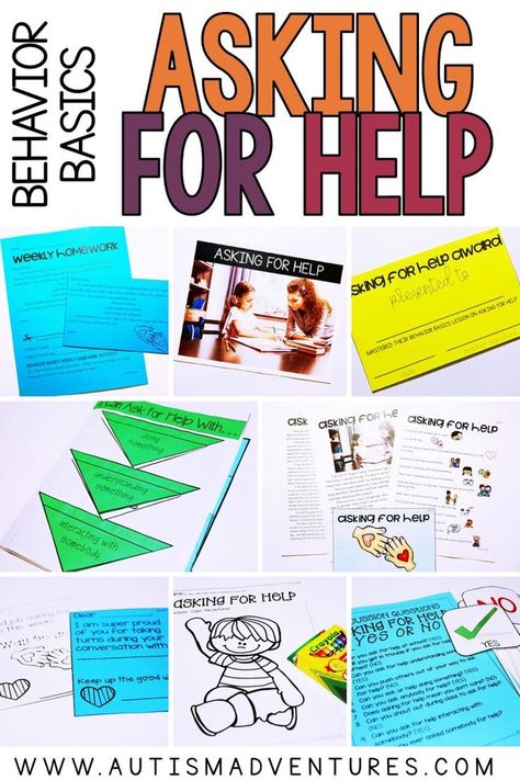 Reading Response Worksheets, Calendar Skills, Social Skills Lessons, Read Aloud Activities, Interactive Notebook Activities, Special Education Elementary, Social Story, Challenging Behaviors, Asking For Help