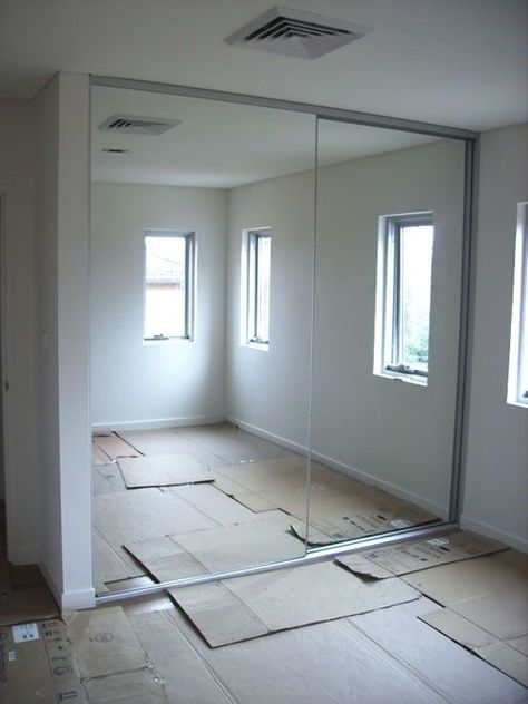 Mirror Slider Wardrobe, Slide Closet Door, Modern Mirror Closet, Mirrored Wardrobe Doors, Sliding Mirror Closet Doors, Mirror Sliding, Frameless Mirrors, Mirror Closet, Closet Mirror