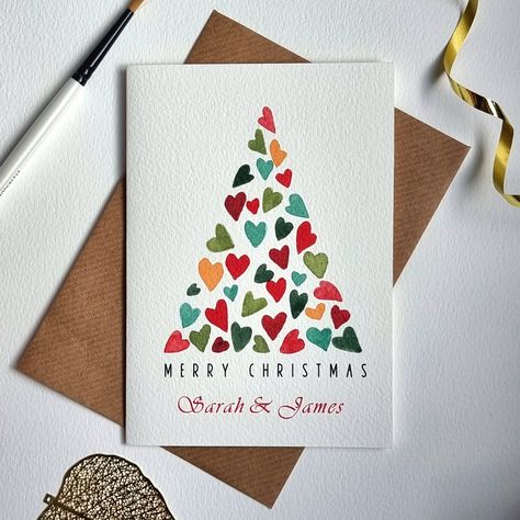 Step into the enchanting world of Invisibleye Cards this holiday season, where every greeting becomes a work of art. My hand-painted design watercolour Christmas cards are not just for the moment, they are crafted to become cherished keepsakes with a touch of personalisation.  Quality: Printed in London on 300gsm high-quality watercolour paper which adds a luxurious texture. Regular card text reads 'Merry Christmas' Personalisation: You can add names that will show under 'Merry Christmas' text. Watercolour Christmas Cards, Painted Christmas Cards, Cute Christmas Cards, Merry Christmas Text, New Couple, Christmas Card Art, Watercolor Christmas Cards, Christmas Card Crafts, Paint Cards