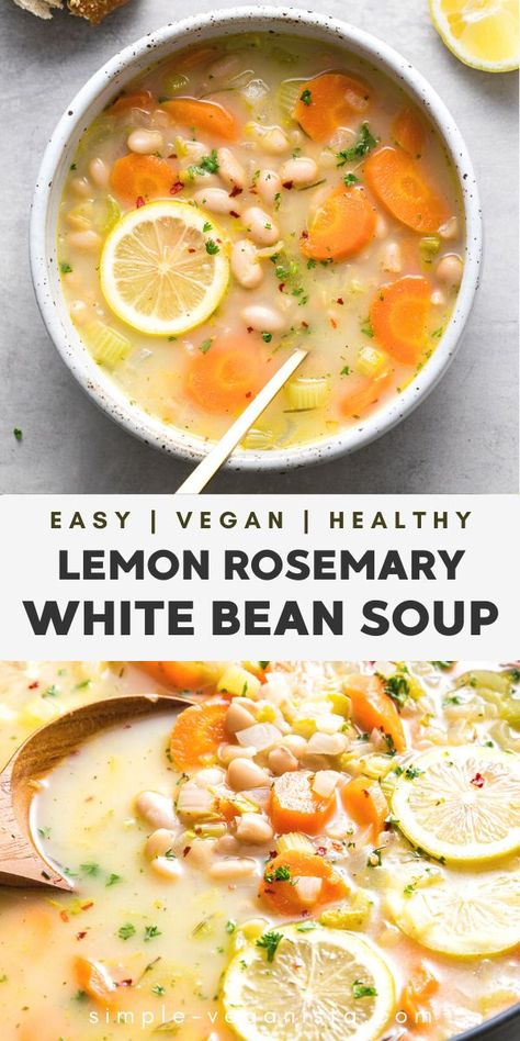 Rosemary White Bean Soup, Soup Quick, Recipe Soup, Pot Lasagna, Lemon Rosemary, Lasagna Soup, White Bean Soup, Vegan Soups, Easy Soups