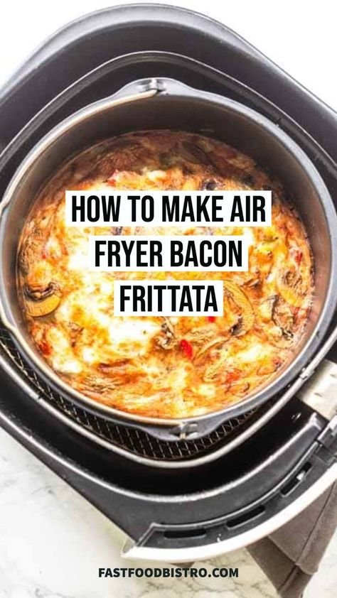 Air Fryer frittata is great to serve for breakfast and lunch. A fast recipe made with eggs, a lot of vegetables and feta. Add your favorite ingredients. Want to try? Visit fastfoodbistro.com for the full recipe and instructions Air Fryer Egg Breakfast, Airfryer Quiche Recipes, Frittata In Air Fryer, Fritata Recipe Air Fryer, Air Fryer Egg Frittata, Air Fryer Breakfast Casserole, Air Fryer Quiche Recipe, Air Fryer Egg Recipes, Air Fryer Frittata Recipes