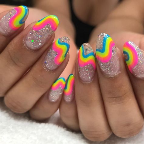 Rainbow Nails Design, Colorful Nail, Colorful Nails, Bright Nails, Get Nails, Rainbow Nails, Neon Nails, Nail Art Summer, Funky Nails