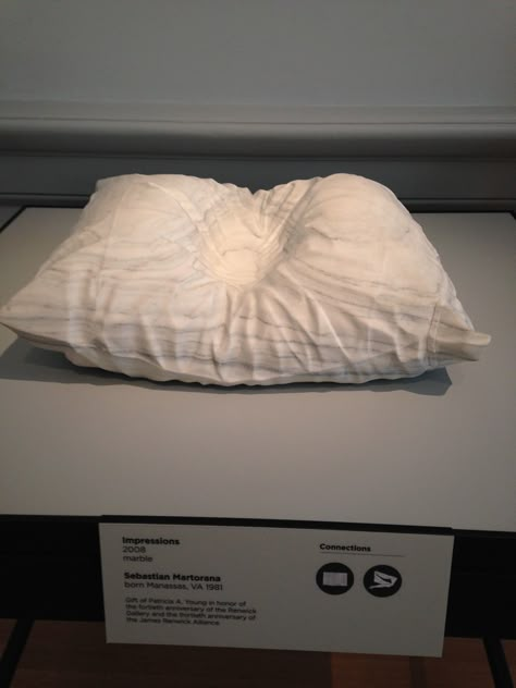 Pillow made out of marble. At the Renwick Gallery, Washington, D.C. Pillow Installation, Pillow Art Installation, Bed Sculpture, Pillow Sculpture, Isolation Sculpture, Archive Puffer Jacket, Renwick Gallery, Tragic Sculpture, Ap Art