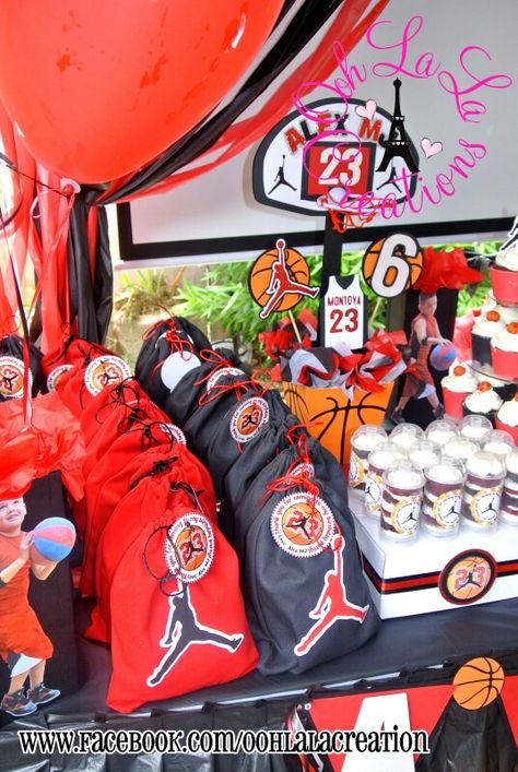 Jordan Basketball Party Decor Jordan Basketball Party, Jordans Party Theme, Bulls Birthday Party Ideas, Jordan Bday Party, Jordan Basketball Birthday Party Ideas, Michael Jordan Party Ideas, Birthday Ideas 10 Year, Michael Jordan Themed Birthday Party, Chicago Bulls Birthday Party Ideas