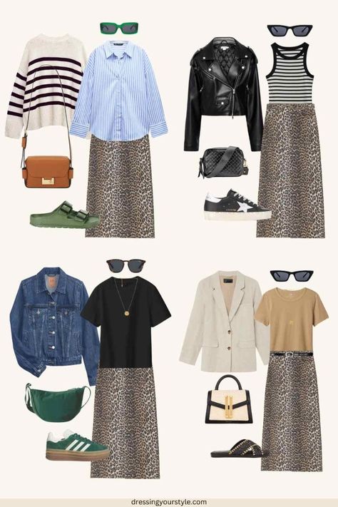 How To Style Leopard Print Skirt, Elevated Casual Outfit Summer, Winter Outfits Skirts, Leopard Maxi Skirt Outfit, Maxi Skirt Outfits Summer, Printed Maxi Skirt Outfit, Animal Print Skirt Outfit, Skirt Outfits For Summer, Leopard Print Skirt Outfit