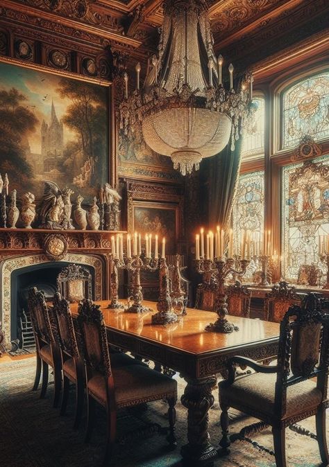 Houses and gardens Victorian Homes Decor, Victorian Dining Room Ideas, Victorian Dining Room, Mistakes In Life, Dining Room Victorian, Victorian Home Decor, Homes Decor, Victorian Interiors, Victorian Wallpaper