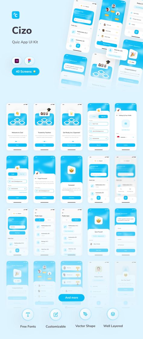Quiz App Ui, Ux Kits, Quiz Design, Mobile Application Design, Test Quiz, Online Quizzes, Mobile Ui Design, Online Quiz, App Interface