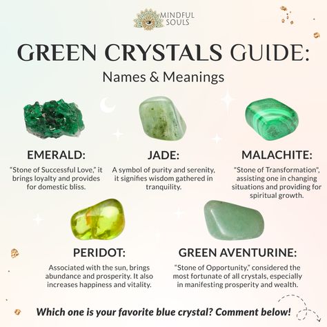 Which green crystal do you need? 💚✨️ Comment below!   Don't miss our MOTHER'S DAY SALE⁠ 🩷25% OFF Mindful Box🩷⁠ ⁠ 👉️Available for ALL countries⁠ Green Witch Crystals, Green Garnet Meaning, Garnet Meaning, Crystals Guide, Pretty And Powerful, Crystals Meaning, Manifesting Prosperity, Crystal Healing Chart, Oc Design