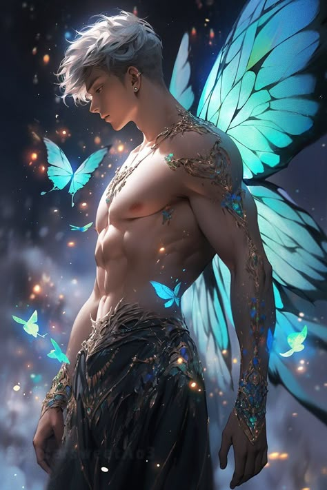 Male Fairy, Fantasy Angel, Semi Realism, Fantasy Male, Arte Fantasy, Character Design Male, Boy Art, Male Art, Handsome Anime Guys