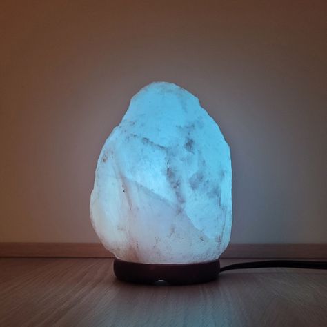 White Himalayan Salt Lamp, Blue Light Bulb, Salt Wall, Pink Salt Lamp, Rock Lamp, Salt Crystals, Himalayan Salt Crystals, Mood Lamps, Volcanic Ash