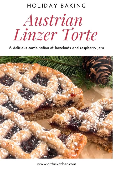 Austrian Christmas Recipes, Linzer Torte Recipe, Christmas Pastry, Linzer Tart, German Pastries, Austrian Food, Sweet Pies, Torte Recipe, Austrian Recipes