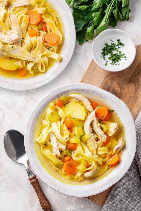 Chicken Noodle Soup With Potatoes, Best Chicken Noodle Soup Recipe, Comforting Chicken Noodle Soup, The Best Chicken Noodle Soup, Cherry Danish, Classic Chicken Noodle Soup, Soup With Potatoes, Chicken Potato Soup, Best Chicken Noodle Soup