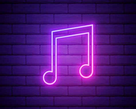 Neon Music, Neon Symbol, The Brick, Music Note, Front End, Brick Wall, Music Notes, Vector Art, Vector Free