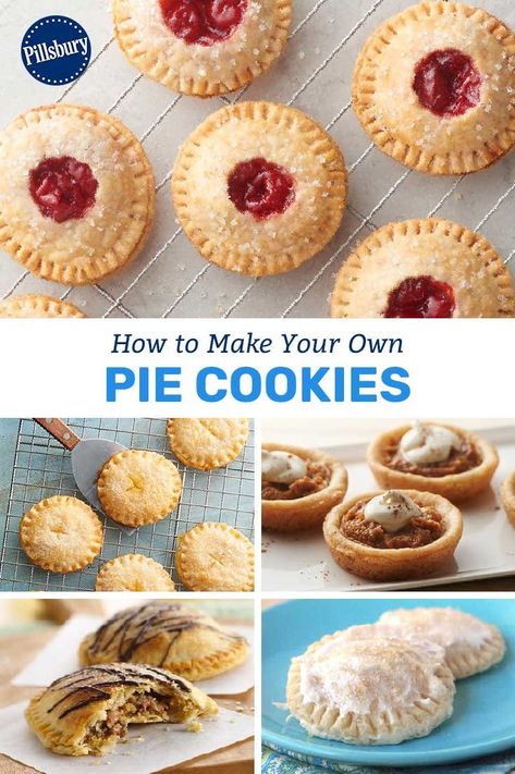 Mini Pie Cookies, Dessert With Pie Crust Ideas, Pillsbury Recipes Dessert, Cookies For Fall, Pie Cookies Recipe, Pie Night, Pie Crust Dessert, Deep Dish Cookie Pie, Desserts Pie