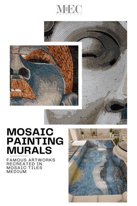 Mosaic Painting Murals - 7 Famous Artworks Recreated in Mosaic Tile Medium - MEC - Bespoke Luxury Mosaics Pool Mosaic Tiles, Famous Artworks, Swimming Pool Mosaics, Colorful Tiles, Tree Mosaic, Mosaic Painting, Mosaic Tile Designs, Mosaic Animals, Mosaic Tile Art