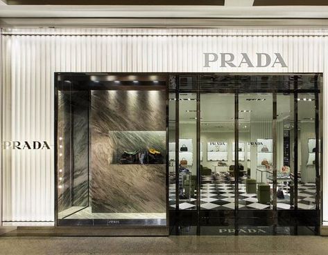 Prada Store, Fence Gate Design, Shop Facade, Luxury Exterior, Jewellery Shop Design, Store Layout, Cosmetic Shop, Shop Fronts, Shop Front Design