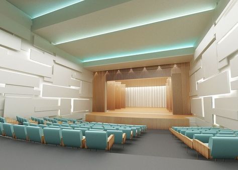 Auditorium Decoration Ideas, Theater Interior Design, Theater Interior, School Auditorium, Auditorium Design, Theatre Interior, Cinema Design, School Interior, Interior Design School