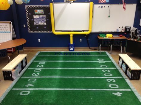 Football Classroom Sports Theme Classroom, Team Theme, Sports Classroom, Vbs Themes, Classroom Transformation, Class Theme, Football Themes, Sports Room, New Classroom