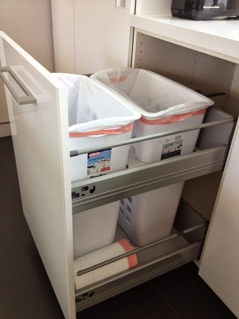 IKEA Hackers: Non-flimsy full height, 24" wide recycling and trash cabinet Hackers Ikea, Trash Cabinet, Ikea Kitchen Cabinets, Kitchen Cabinet Drawers, Ikea Hackers, Ikea Cabinets, New Kitchen Cabinets, Cabinet Ideas, Drawer Design