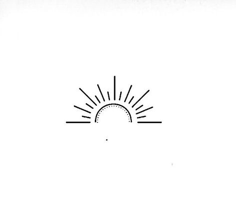 Sun Line Drawing Tattoo, Simple Sun Rise Tattoo, Half Sun Line Tattoo, Sun Tattoo Placement For Women, Half Sunshine Tattoo, Artsy Sun Tattoo, Semi Sunrays Tattoo, Sunrise Line Tattoo, Half Sun Tattoo Design