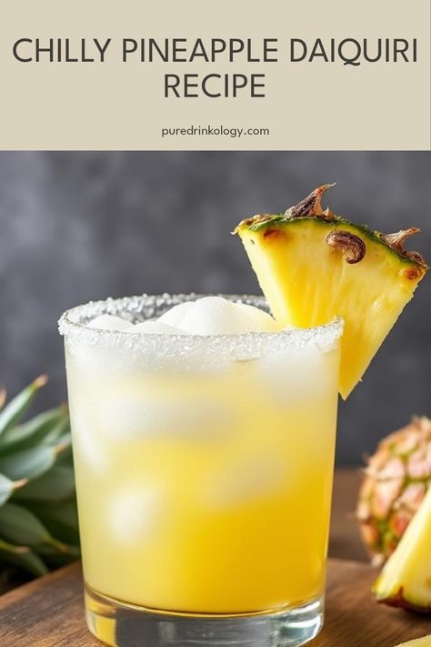 Beat the heat this summer with a delightful Frozen Pineapple Daiquiri! This easy-to-make cocktail takes the classic rum daiquiri and gives it a tropical twist by adding sweet and tangy pineapple instead of lime. Perfect for pool parties, backyard barbecues, or just a relaxing day in the sun, this frozen treat will have you looking forward to warm days. Blend up fresh pineapple, rum, and ice to enjoy a refreshing sip that captures the essence of summer. Your taste buds will thank you! Rum Daiquiri, Pineapple Daiquiri, Pineapple Cocktail Recipes, Caipirinha Cocktail, Easy To Make Cocktails, Daiquiri Recipe, Daiquiri Cocktail, Pineapple Cocktail, Pineapple Rum