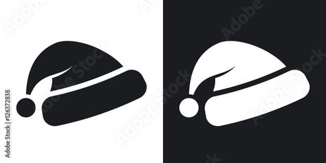 Stock Image: Vector Santa's hat icon. Two-tone version on black and white background Santa Hat Vector, Santa Hat Png, Hat Png, Santa Claus Hat, Black And White Background, Image Vector, Christmas Hat, Santa Hat, Creative Fabrica