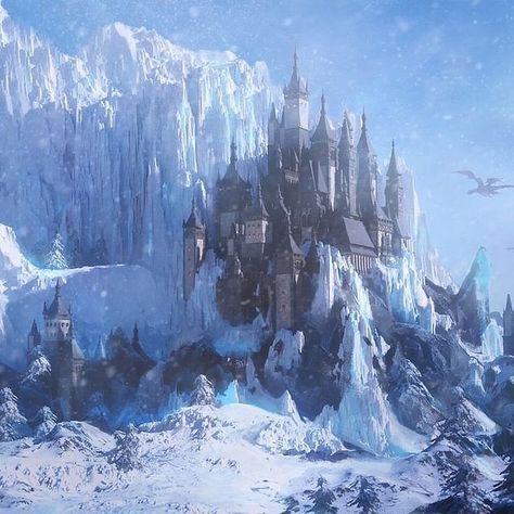 Digital Landscapes on Instagram: “Beautiful winter castle in the icy mountains. Would you live here?? - - Credit to @arthuryuan.art - - - - - #environmentdesign…” Icy Mountains, Winter Castle, Snow Castle, Dnd World Map, Middle Earth Art, Castle Aesthetic, Ice Castles, Building Art, Fantasy City