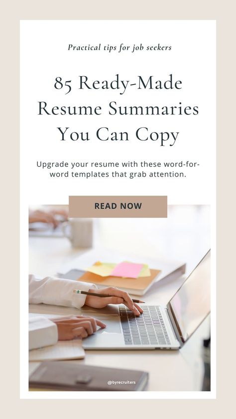 The beginning of a resume sets up a tone for what comes next. So, if you start by writing an attention-grabbing, job tailored resume summary, you'll increase your chances of getting invited to an interview. Learn how to write a strong resume summary for your resume with this step-by-step guide and 85 word-for-word resume examples. -> resume tips, resume summary, resume advice, job search tips, job search advice, career advice Simple Resume Examples, Resume Summary Examples, Resume Advice, Customer Service Jobs, Resume Summary, Good Resume Examples, Job Info, Job Advice, Job Promotion