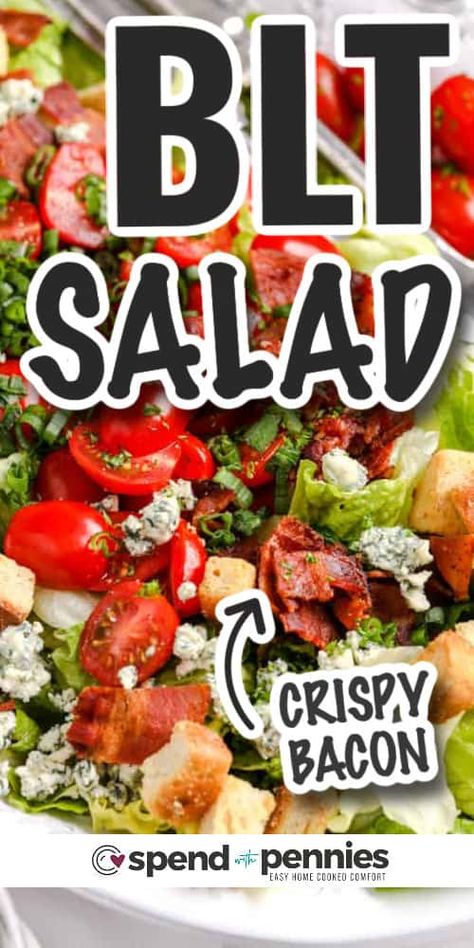 One of the best things about BLT salad is the creamy dressing that brings all the ingredients together. It adds a smooth and tangy taste that enhances the flavors of the lettuce, tomatoes, and bacon, making each bite even more enjoyable. #bltsalad #blt #salad #recipe #spendwithpennies Bacon Lettuce Tomato Salad, Blt Salad Recipe, Lettuce Salad Recipes, Bacon Lettuce Tomato, Blt Salad, Blt Pasta Salads, Creamy Salad Dressing, Bacon And Cheese, Creamy Dressing